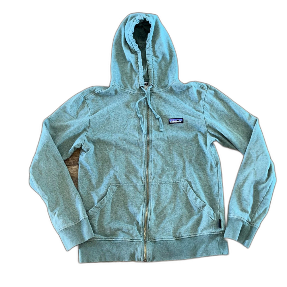 Patagonia Women's P-6 Label Full-Zip Hooded Jacket Organic Cotton Size S Green